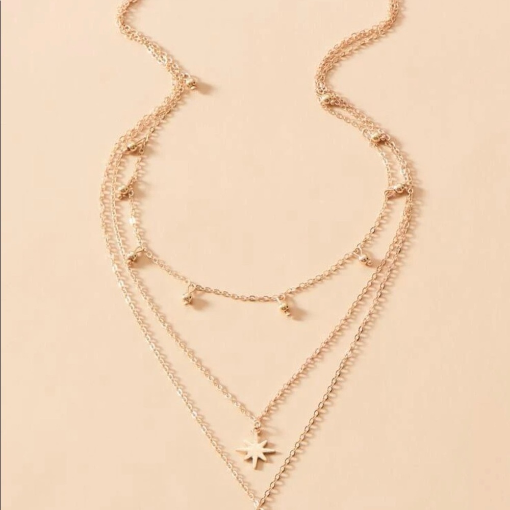 Moon Charm Layered Necklace - Picture 2 of 3